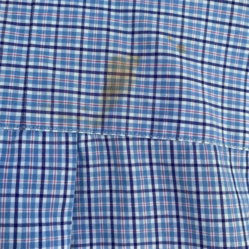 Ralph Lauren Men's XL Blue Check Short Sleeve Button-Up Shirt